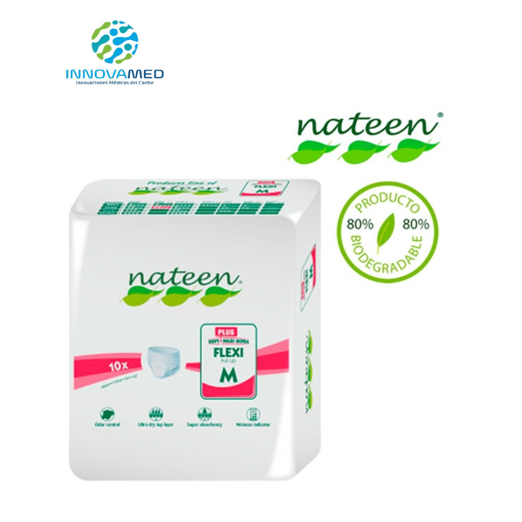 PAÑALES P/ ADULTOS M NATEEN PLUS M PAQ. DE 10UNID  95-125 cm ABSORCION 2,450ml