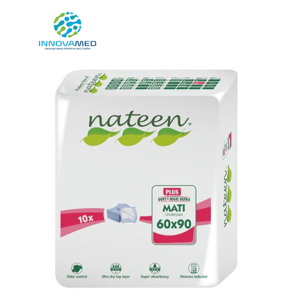 SABANAS DESECHABLES ABSORBENTE NATEEN PAQ DE 10 UNIDAD 60X90 cm ABSORCION 1,000ml